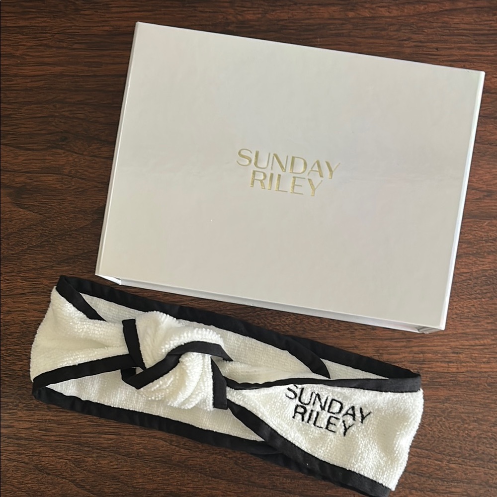 Sunday Riley White and Black Headband and Branded Gift Box
